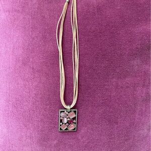 Lia Sophia Pink Multi-Stone Pendant Necklace